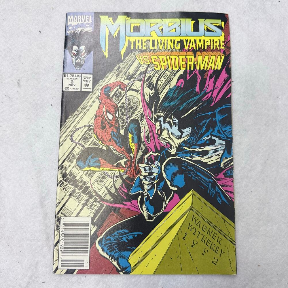 Morbius The Living Vampire vs Spider-Man 3 Nov Marvel Comic Book 1992 Vol 1 No 3